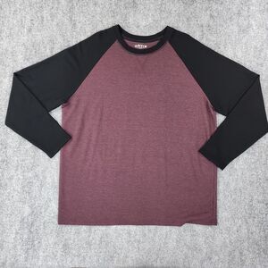 Orvis Shirt Mens XL Burgundy Black Raglan Sleeve Lined Crew Outdoor Pullover